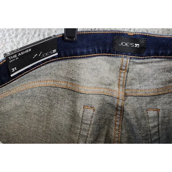 Joe's Jeans The Asher Slim Fit Jeans Mens 31 Navy Denim Faded Button Zip Closure - Picture 11 of 15